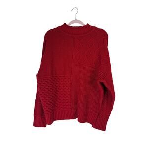 American Eagle Red w/ Specks Chunky Mock Neck Long Sleeve Sweater Top Size L